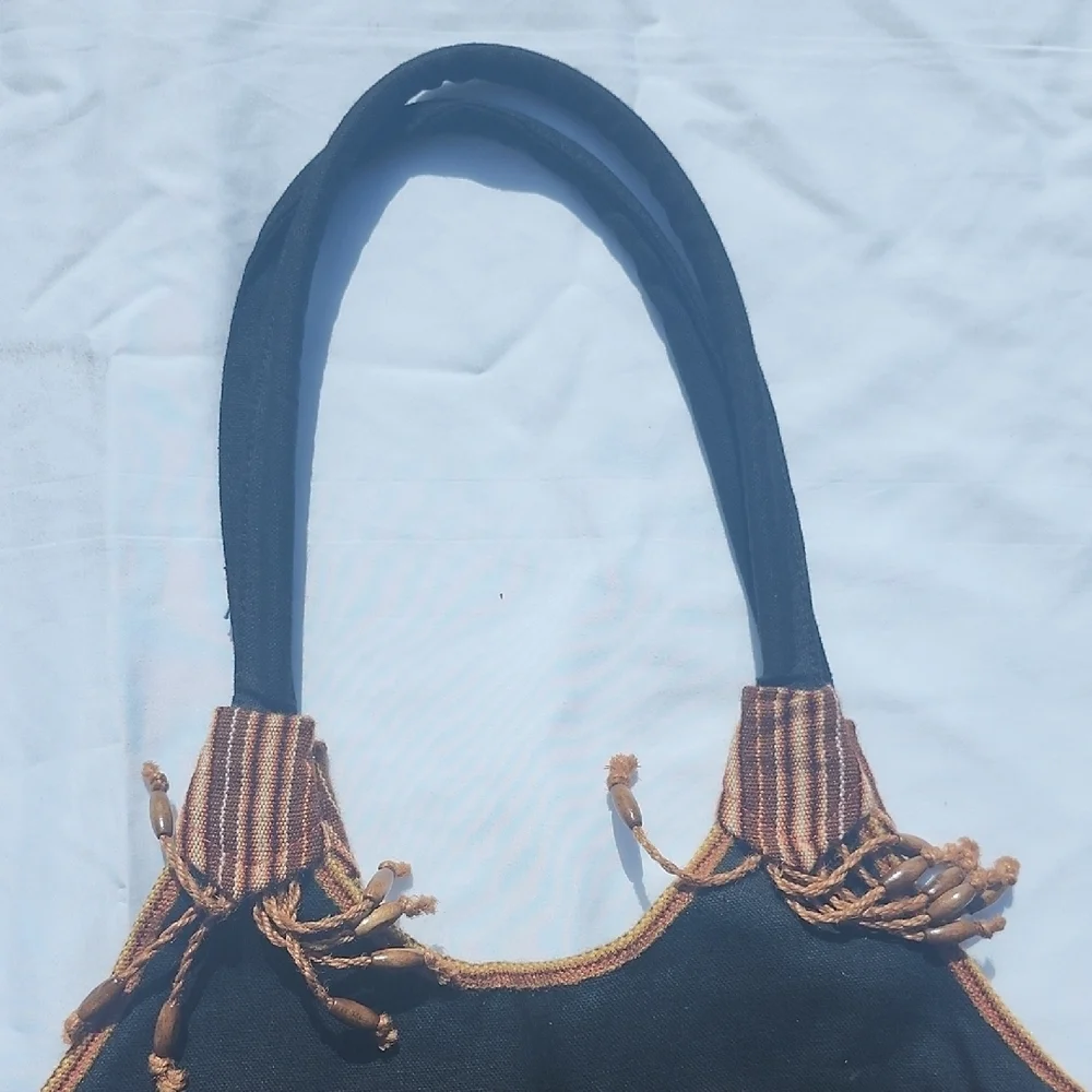 Elegant Black and Brown Pleated Shoulder Bag